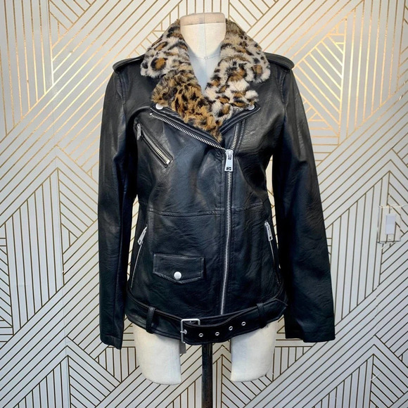 Levi's Faux Leather Faux Fur Collared Moto Jacket - Picture 2 of 12